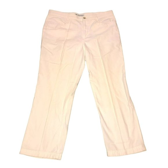 WHITE CROPPED PANTS SIZE 8 STRAIGHT LEG FLAT FRONT SUMMER COLUMBIA WOMENS - Picture 1 of 4